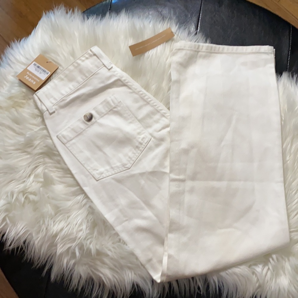 Reformation High-Rise Wide-Leg Jeans in Off-White - Picture 7 of 12